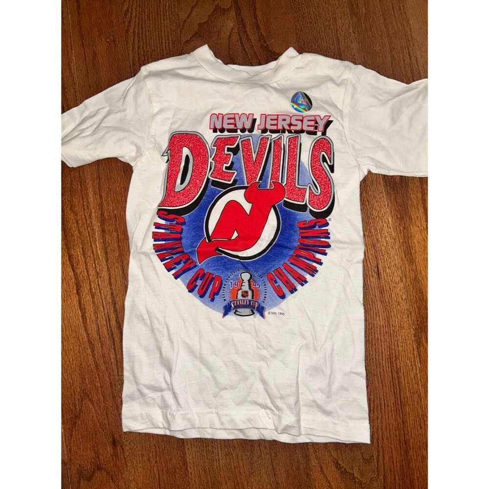 Team Champ White New Jersey Devils 1995 Stanley Cup Champions T-Shirt NWT Large